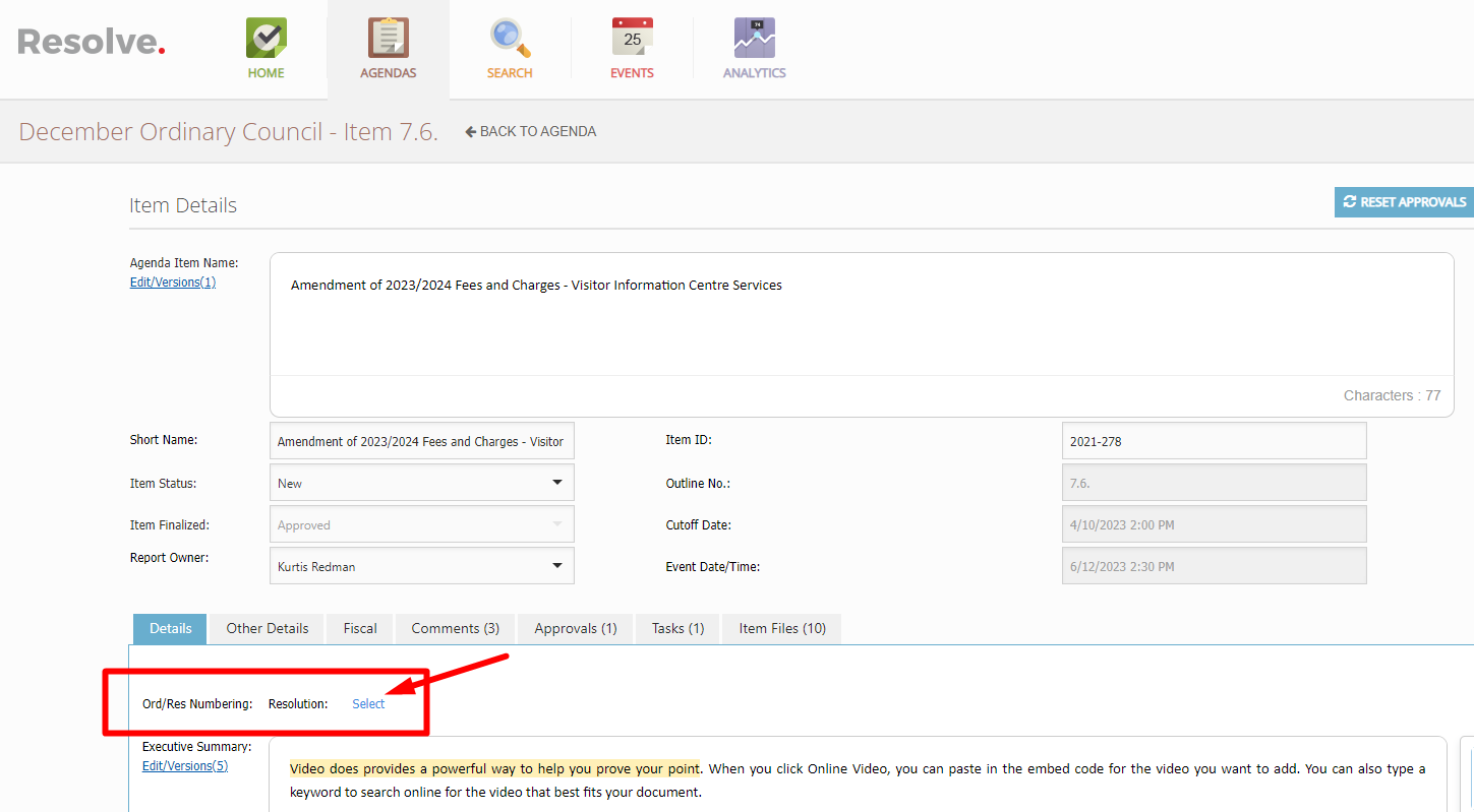 Resolve - Add and Amend Resolution or Ordinance numbers