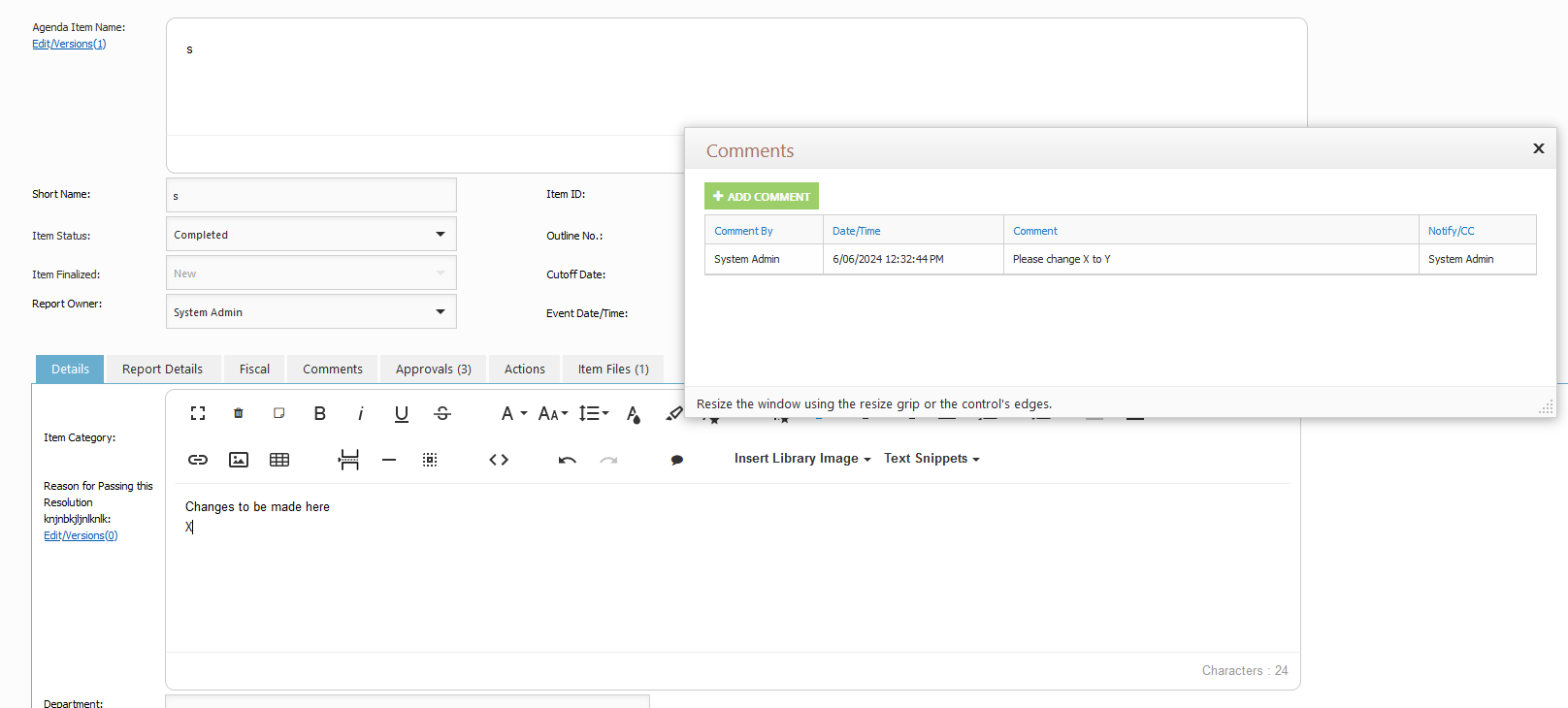 Resolve - Review reports and make comments